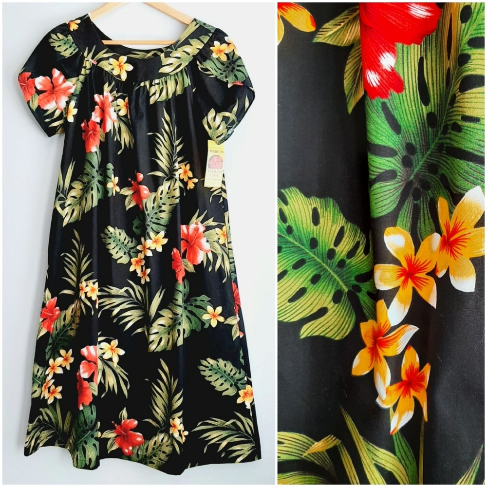 🍒 NWT PUANANI Hawaiian Muumuu Floral Summer Dress Sz S
